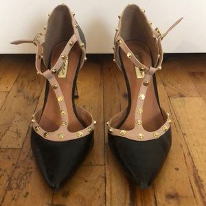 Halogen black strappy stud heels